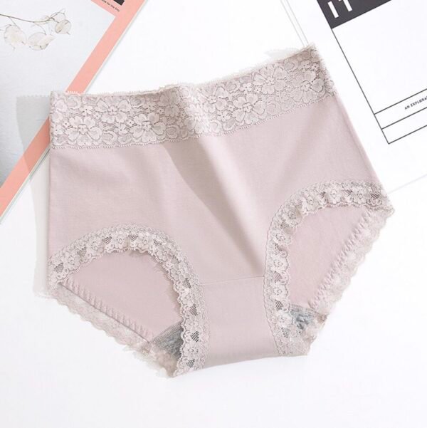 High-Waisted 50s Cotton Shaping Lace Women‘s Briefs - 图片 2