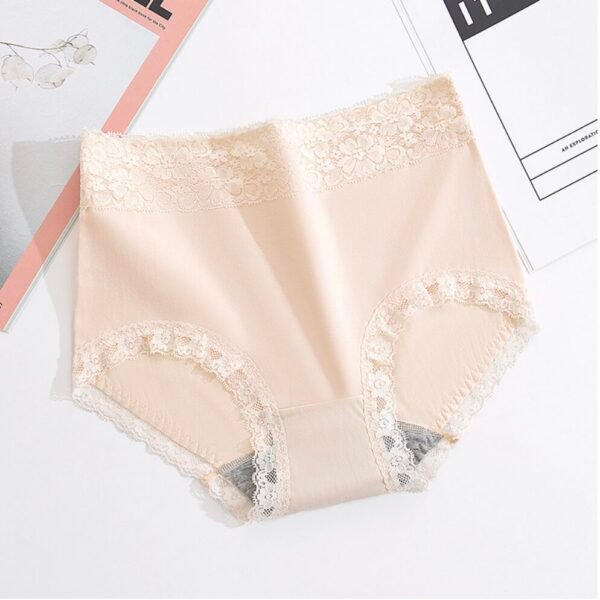 High-Waisted 50s Cotton Shaping Lace Women‘s Briefs - 图片 6