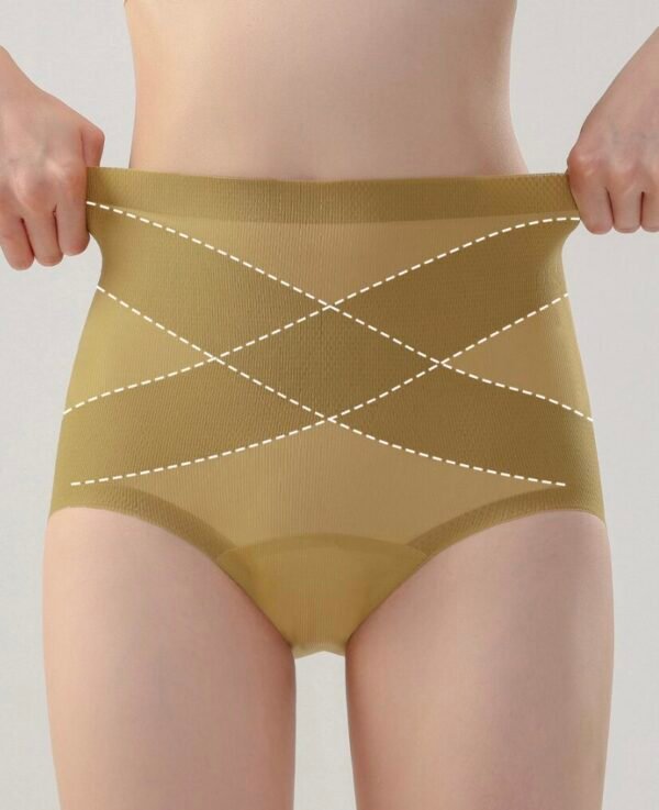 Women's Seamless Ice Silk High-Waist Triangle Abdomen-Flattening Underwear - 图片 9