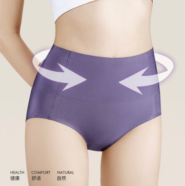 Women's Seamless Ice Silk High-Waist Abdomen-Flattening Underwear - 图片 6