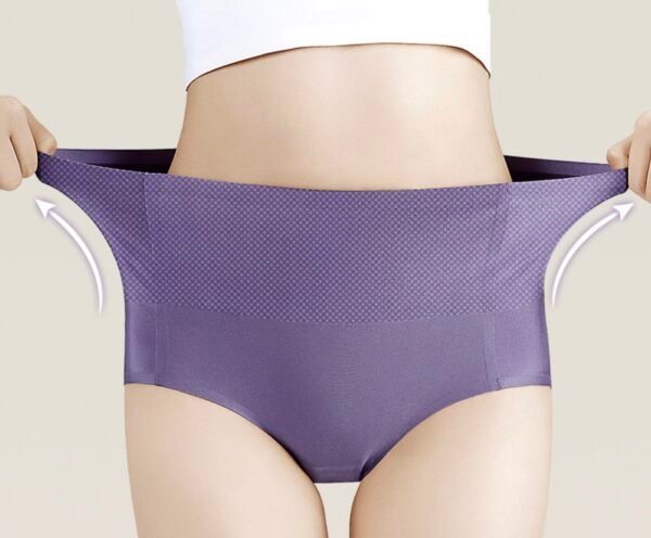 Women's Seamless Ice Silk High-Waist Abdomen-Flattening Underwear - 图片 7