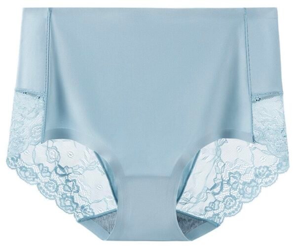Women's Seamless High-Waist Ice Silk Abdomen-Flattening Lace Briefs - 图片 5