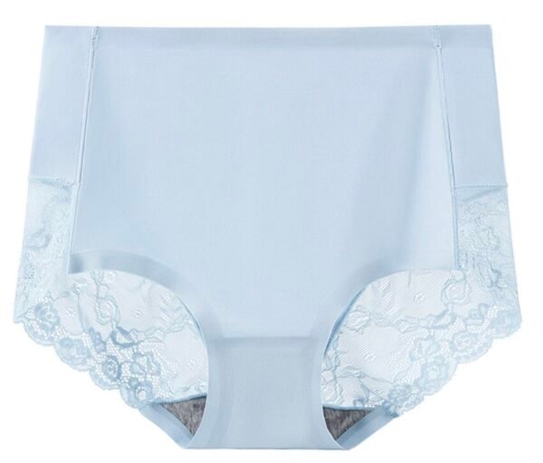Women's Seamless High-Waist Ice Silk Abdomen-Flattening Lace Briefs - 图片 6