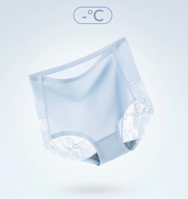 Women's Seamless High-Waist Ice Silk Abdomen-Flattening Lace Briefs - 图片 11