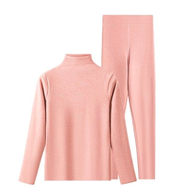 Women's Wool-Silk Mock Neck Thermal Set - 图片 2