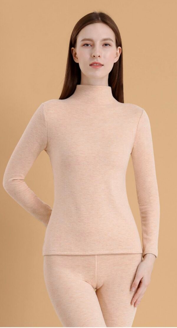 Women's Wool-Silk Mock Neck Thermal Set - 图片 9