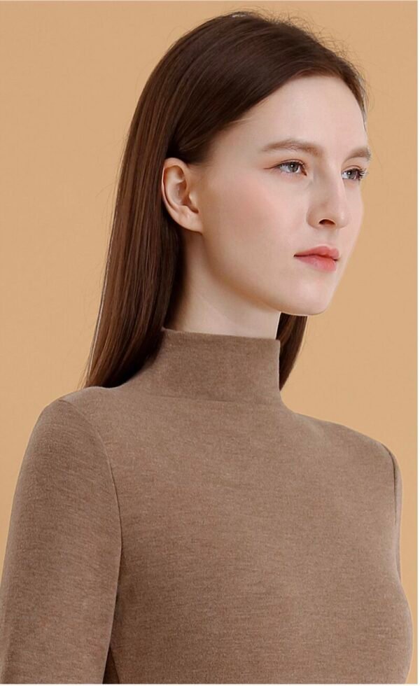 Women's Wool-Silk Mock Neck Thermal Set - 图片 15